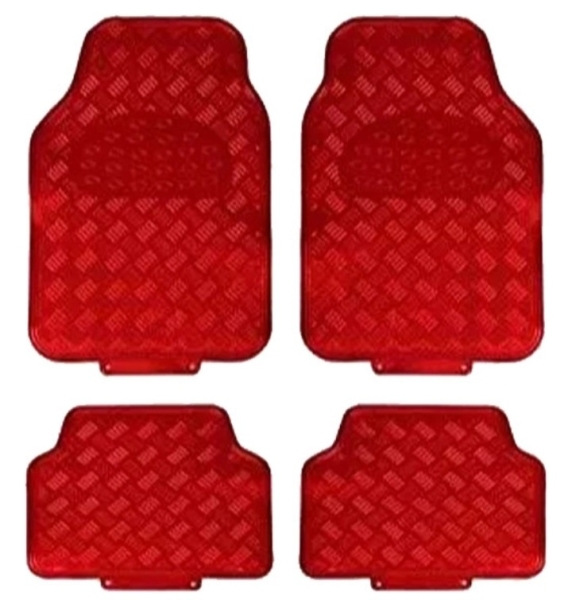 Jgo. Cubrealf. TUNNING 4 piezas, Color ROJO, con base de GOMA antideslizante, del 69x45cm tras 41x45cm