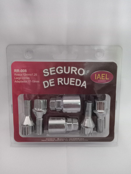 Jgo. Seguro de Rueda, Cromado, 4 Tuercas c/ 2 Adaptadores
