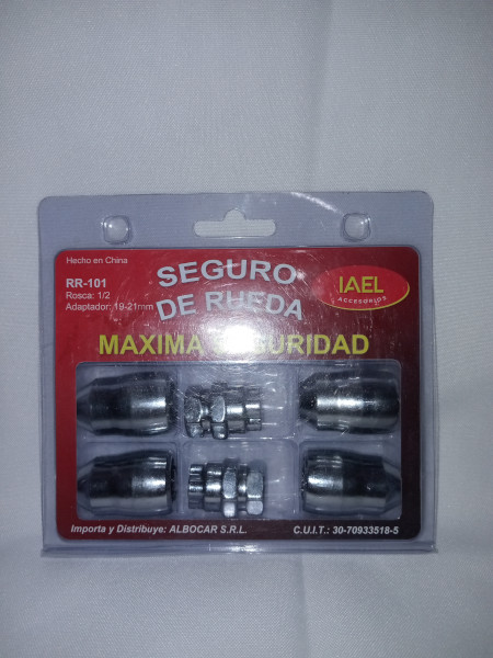 Jgo. Seguro de Rueda, Cromado Frontal, 4 Tuercas c/ 2 Adaptadores, Máxima Seguridad