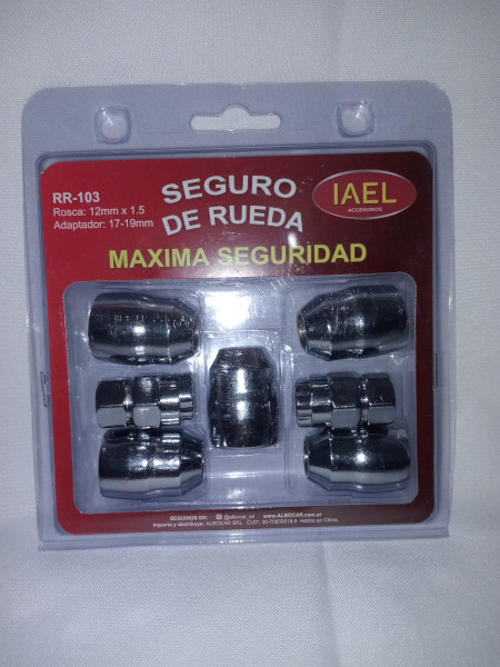 Jgo. Seguro de Rueda, Cromado Frontal, 4 Tuercas c/ 2 Adaptadores, Máxima Seguridad
