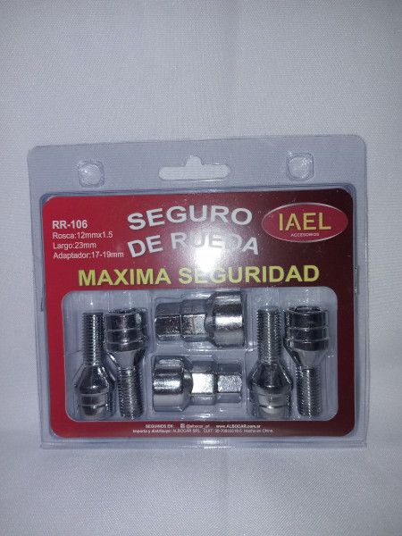 Jgo. Seguro de Rueda, Cromado Frontal, 4 Tuercas c/ 2 Adaptadores, Máxima Seguridad
