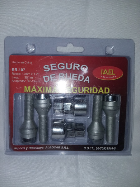 Jgo. Seguro de Rueda, Cromado Frontal, 4 Tuercas c/ 2 Adaptadores, Máxima Seguridad