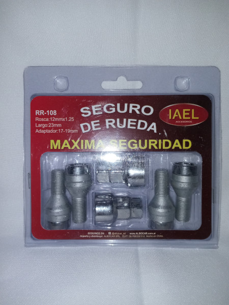 Jgo. Seguro de Rueda, Cromado Frontal, 4 Tuercas c/ 2 Adaptadores, Máxima Seguridad