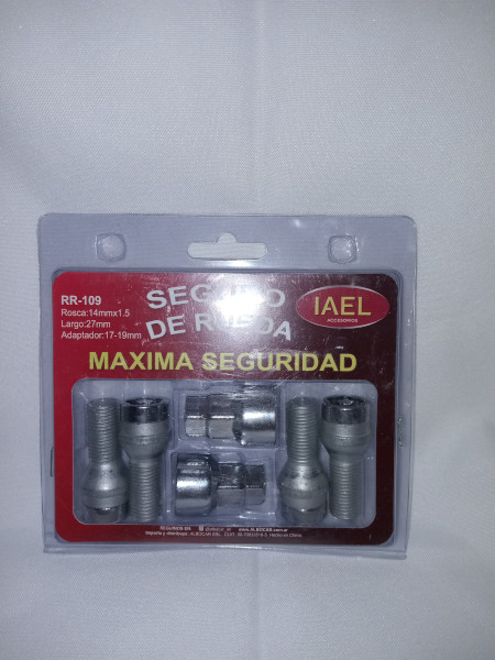 Jgo. Seguro de Rueda, Cromado Frontal, 4 Tuercas c/ 2 Adaptadores, Máxima Seguridad