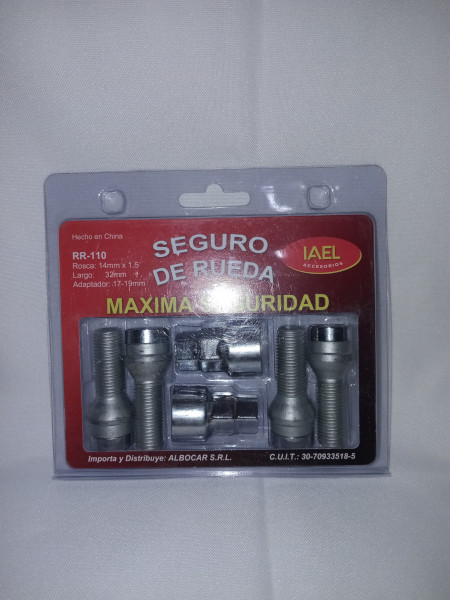 Jgo. Seguro de Rueda, Cromado Frontal, 4 Tuercas c/ 2 Adaptadores, Máxima Seguridad